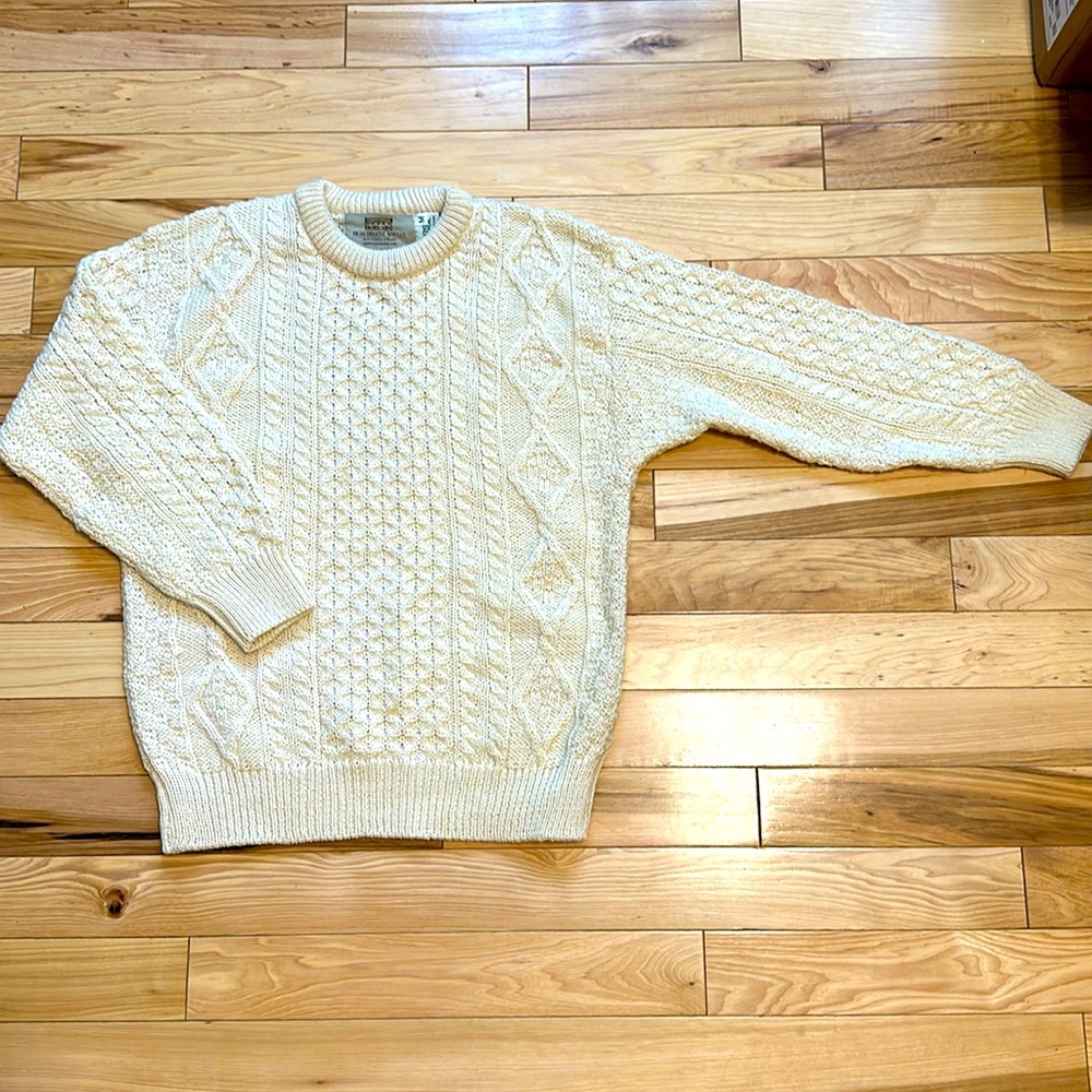 100% wool Aran Sweater Market Cable Knit Sweater